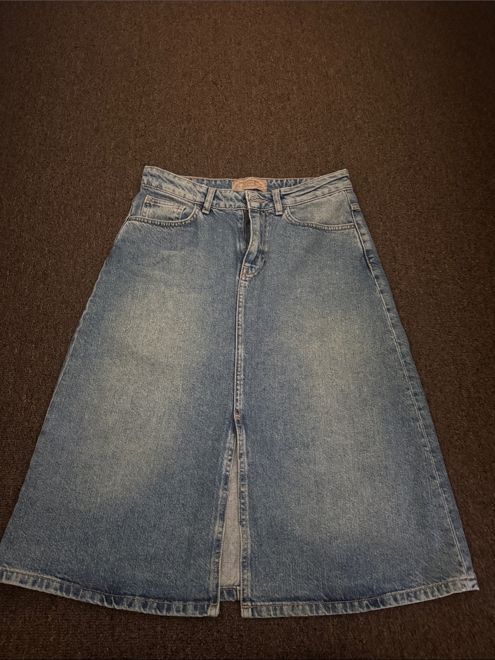 Zara Light Blue Denim A-Line Skirt